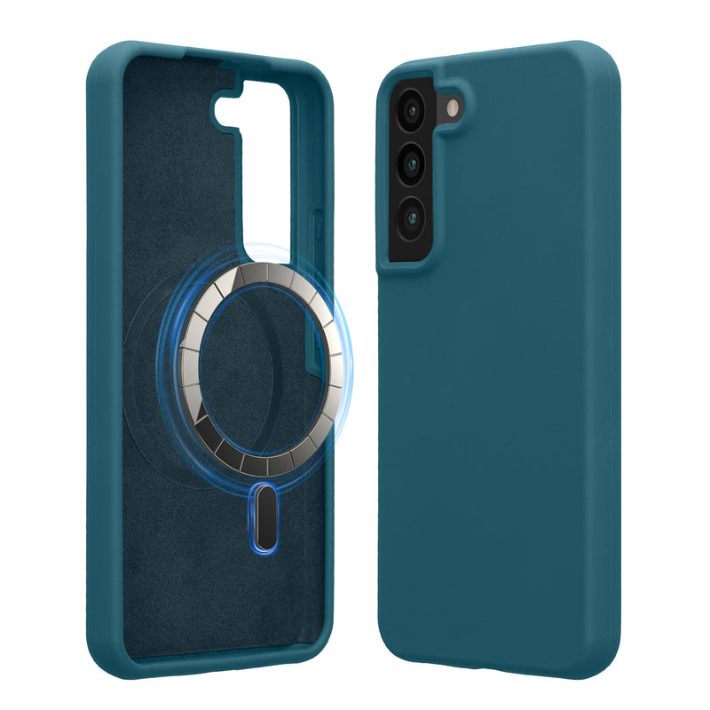 kwmobile Hülle kompatibel mit Samsung Galaxy S22 Hülle - magnetisches Silikon Case kompatibel mit MagSafe - Cover gummiert Petrol matt Petrol matt  