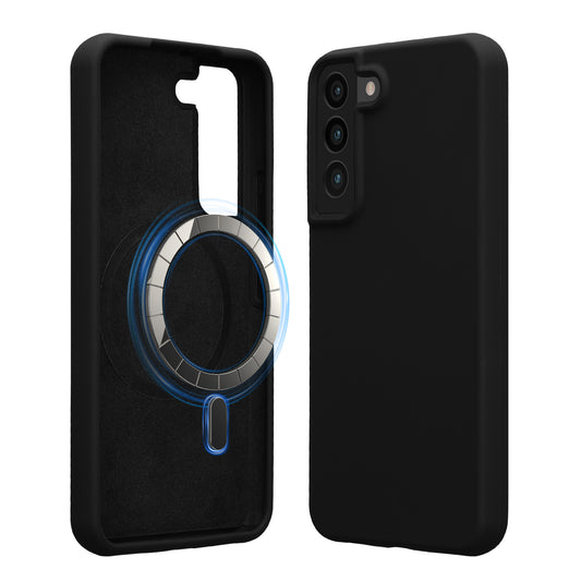 kwmobile Hülle kompatibel mit Samsung Galaxy S22 Plus Hülle - magnetisches Silikon Case kompatibel mit MagSafe - Cover gummiert Schwarz Schwarz  