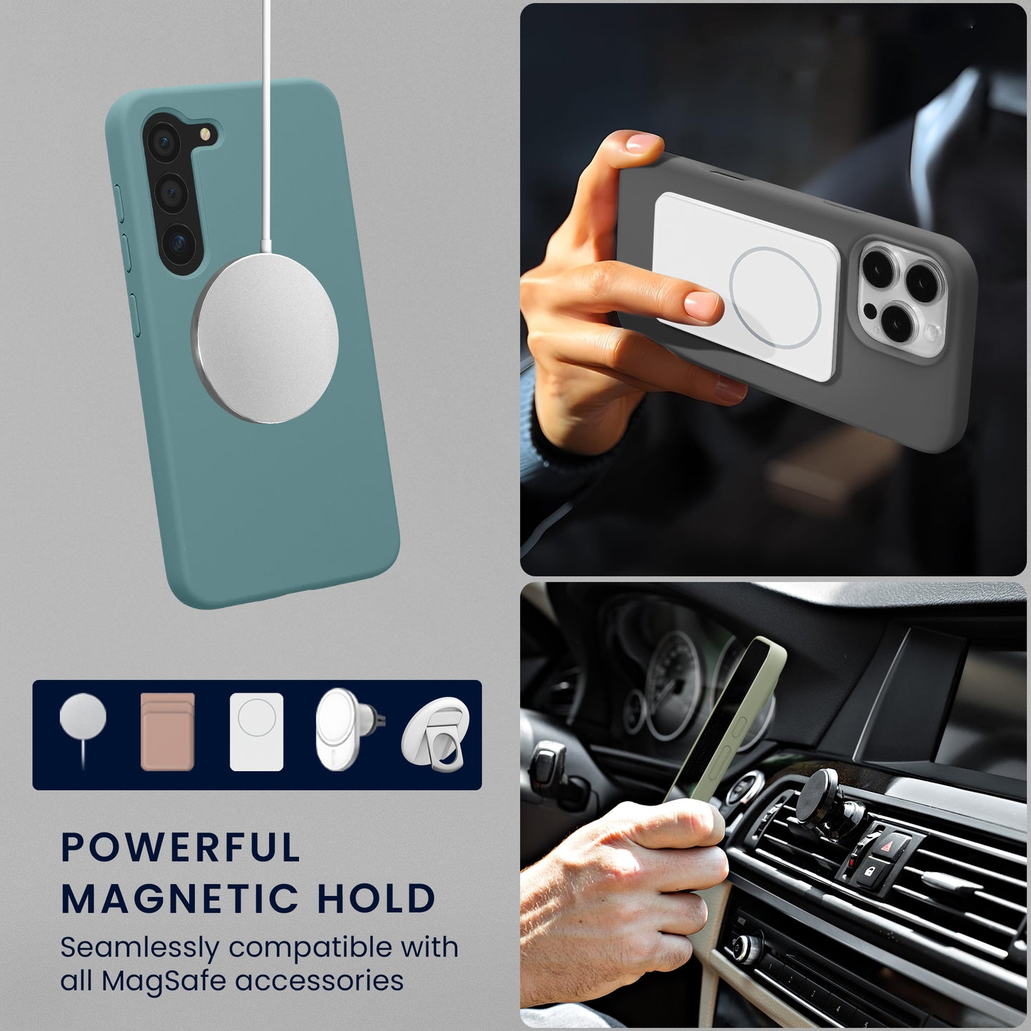 kwmobile Case Compatible with Samsung Galaxy S23 Cover Magnetic Silicone Case Compatible with MagSafe Rubberized