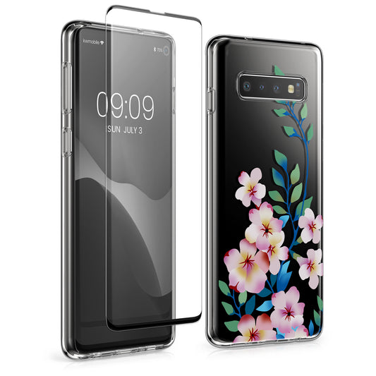 Samsung Galaxy S10 Phone Case + Screen Protector Pink Floral Branch