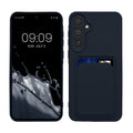 kwmobile Handyhülle für Samsung Galaxy A55 5G Hülle mit Kartenfach - TPU Case - Kabelloses Laden - Schutzhülle Cover in Dunkelblau Dunkelblau  