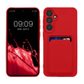 kwmobile Handyhülle für Samsung Galaxy A55 5G Hülle mit Kartenfach - TPU Case - Kabelloses Laden - Schutzhülle Cover in Rot Rot  