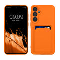 kwmobile Handyhülle für Samsung Galaxy A55 5G Hülle mit Kartenfach - TPU Case - Kabelloses Laden - Schutzhülle Cover in Orange Orange  
