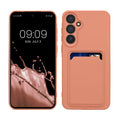 kwmobile Handyhülle für Samsung Galaxy A55 5G Hülle mit Kartenfach - TPU Case - Kabelloses Laden - Schutzhülle Cover in Grapefruit Pink Grapefruit Pink  