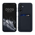 kwmobile Handyhülle für Samsung Galaxy A15 5G Hülle mit Kartenfach - TPU Case - Kabelloses Laden - Schutzhülle Cover in Dunkelblau Dunkelblau  