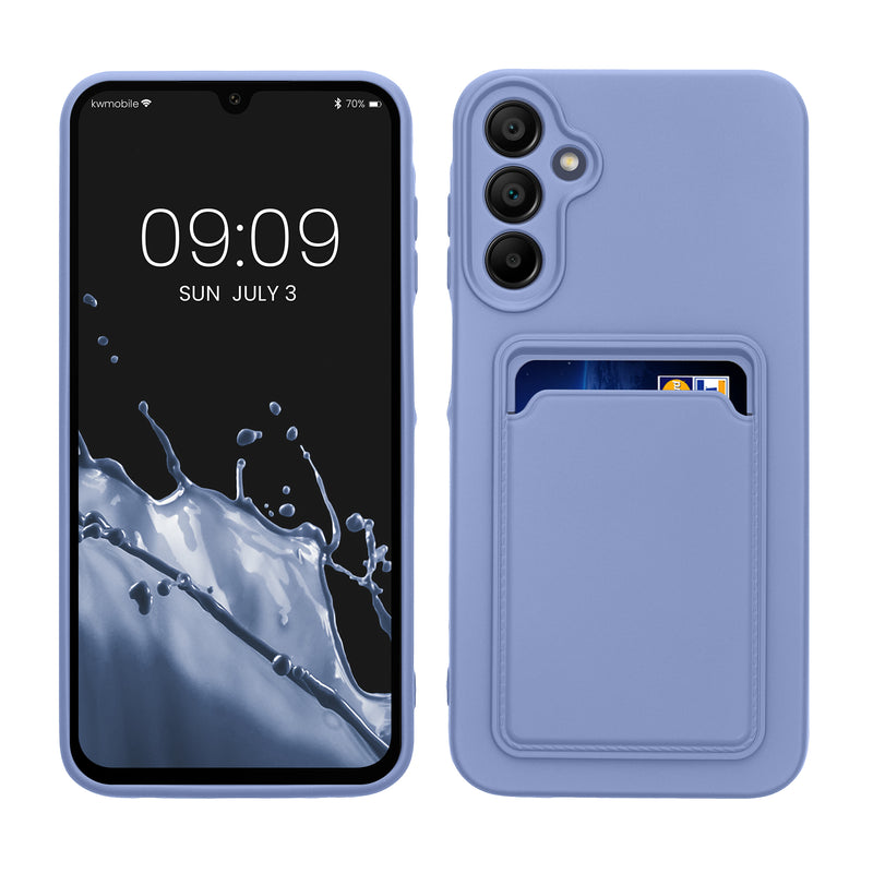 kwmobile Handyhülle für Samsung Galaxy A15 5G Hülle mit Kartenfach - TPU Case - Kabelloses Laden - Schutzhülle Cover in Lavendel Lavendel  