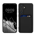 kwmobile Handyhülle für Samsung Galaxy S24 Hülle mit Kartenfach - TPU Case - Kabelloses Laden - Schutzhülle Cover in Schwarz Schwarz  
