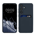 kwmobile Handyhülle für Samsung Galaxy S24 Hülle mit Kartenfach - TPU Case - Kabelloses Laden - Schutzhülle Cover in Dunkelblau Dunkelblau  