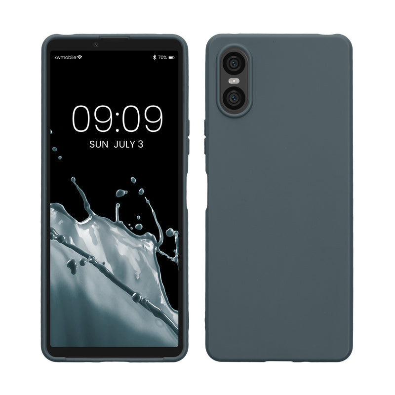 kwmobile Handyhülle für Sony Xperia 10 VI Hülle - TPU Case - Kabelloses Laden - Schutzhülle Cover in Dunkler Schiefer Dunkler Schiefer  