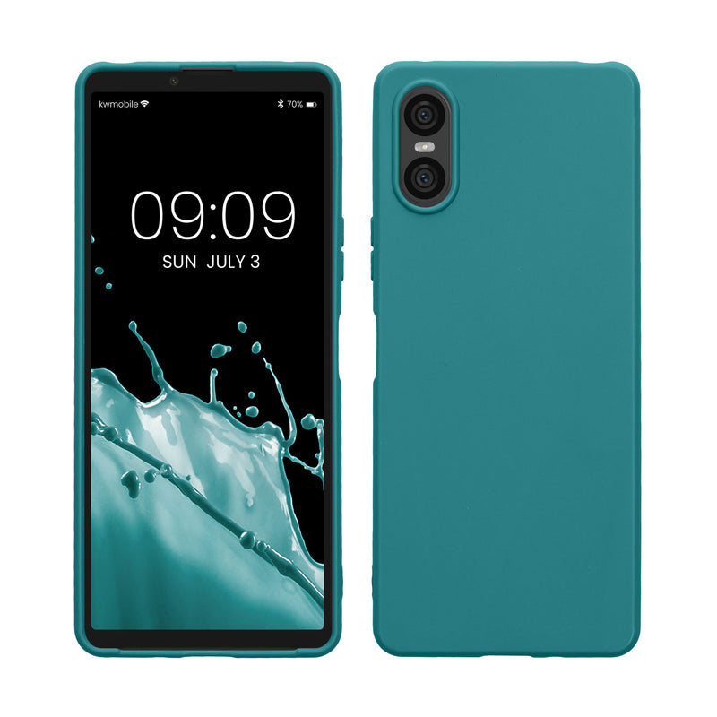 kwmobile Handyhülle für Sony Xperia 10 VI Hülle - TPU Case - Kabelloses Laden - Schutzhülle Cover in Petrol matt Petrol matt  