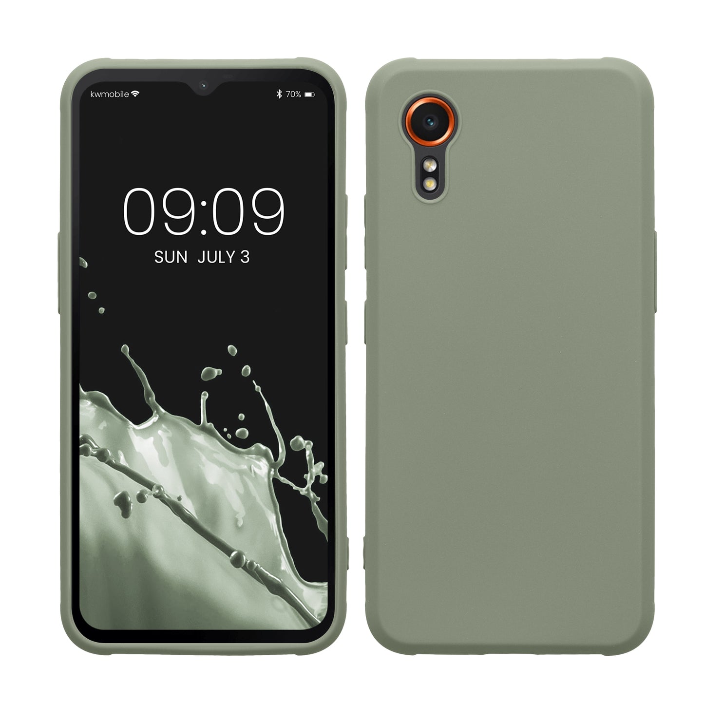 kwmobile Handyhülle für Samsung Galaxy Xcover7 Hülle - TPU Case - Kabelloses Laden - Schutzhülle Cover in Graugrün Graugrün  