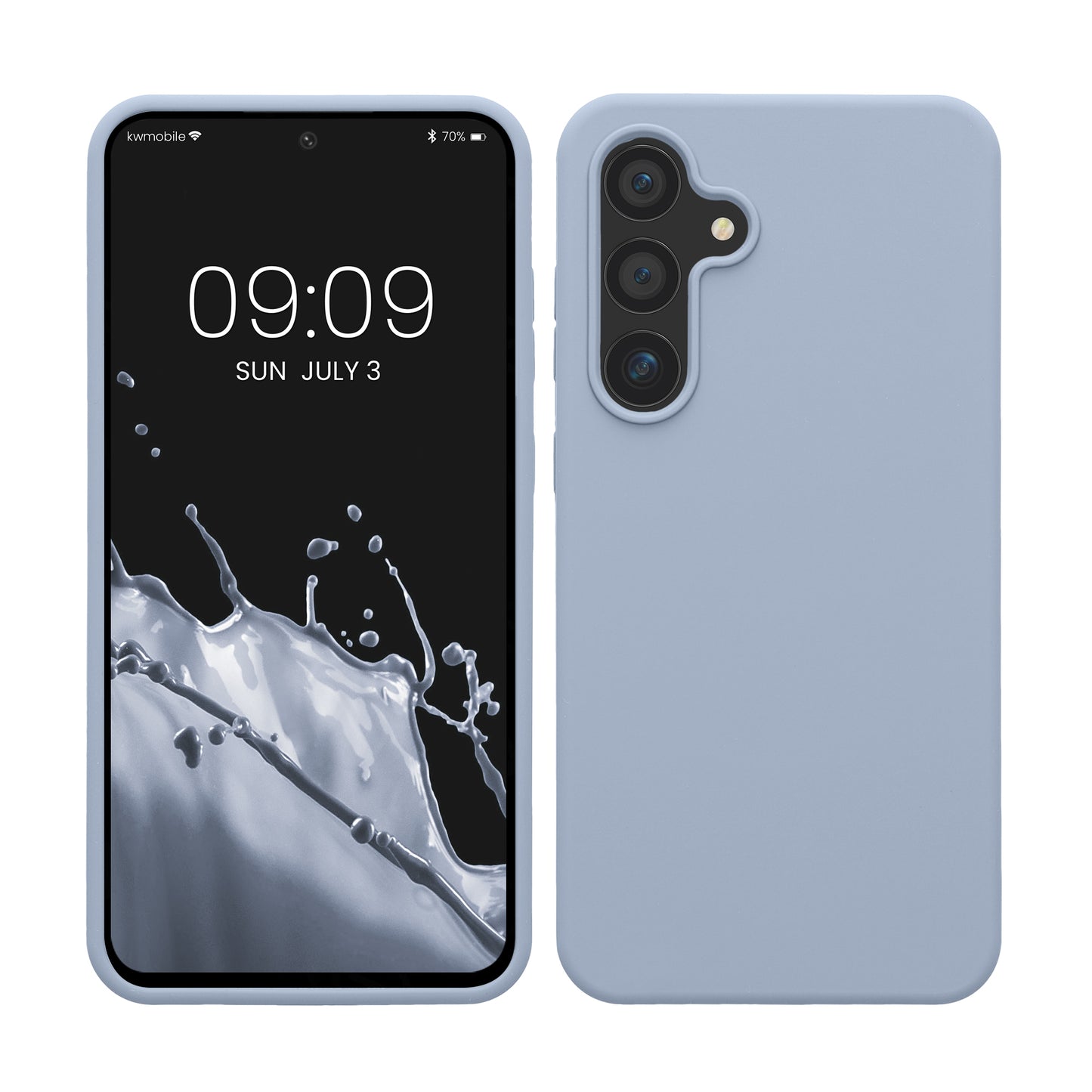kwmobile Handyhülle für Samsung Galaxy S24 FE Hülle - Case Silikon - Kabelloses Laden - Schutzhülle Cover in Hellblau matt Hellblau matt  