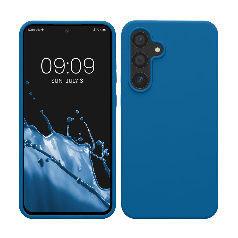 kwmobile Handyhülle für Samsung Galaxy S24 FE Hülle - Case Silikon - Kabelloses Laden - Schutzhülle Cover in Blue Reef Blue Reef  