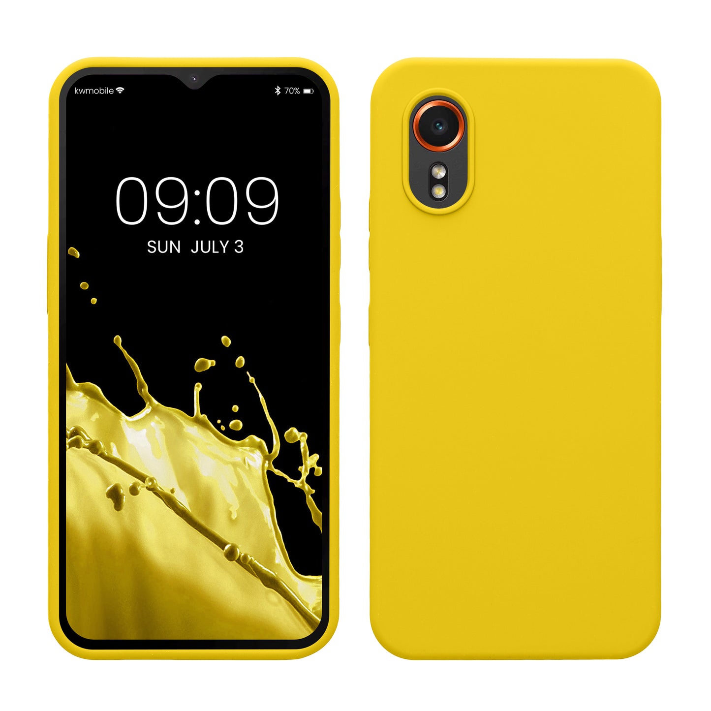 kwmobile Handyhülle für Samsung Galaxy Xcover7 Hülle - Case Silikon - Kabelloses Laden - Schutzhülle Cover in Strahlend Gelb Strahlend Gelb  