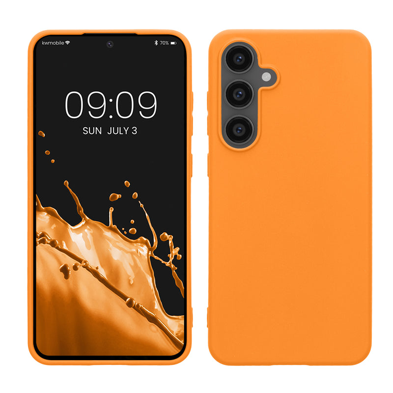 kwmobile Handyhülle für Samsung Galaxy S24 FE Hülle - TPU Case - Kabelloses Laden - Schutzhülle Cover in Fruity Orange Fruity Orange  