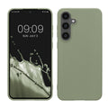 kwmobile Handyhülle für Samsung Galaxy S24 FE Hülle - TPU Case - Kabelloses Laden - Schutzhülle Cover in Graugrün Graugrün  