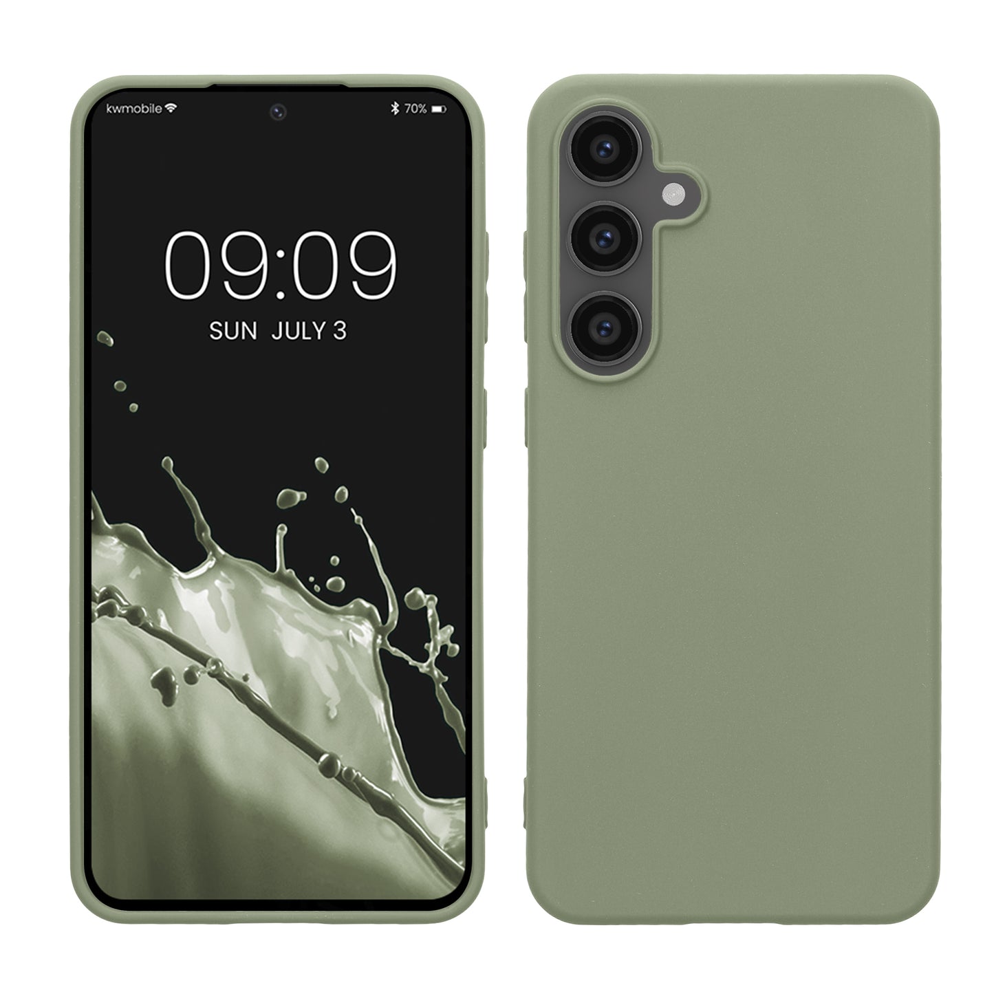 kwmobile Handyhülle für Samsung Galaxy S24 FE Hülle - TPU Case - Kabelloses Laden - Schutzhülle Cover in Graugrün Graugrün  