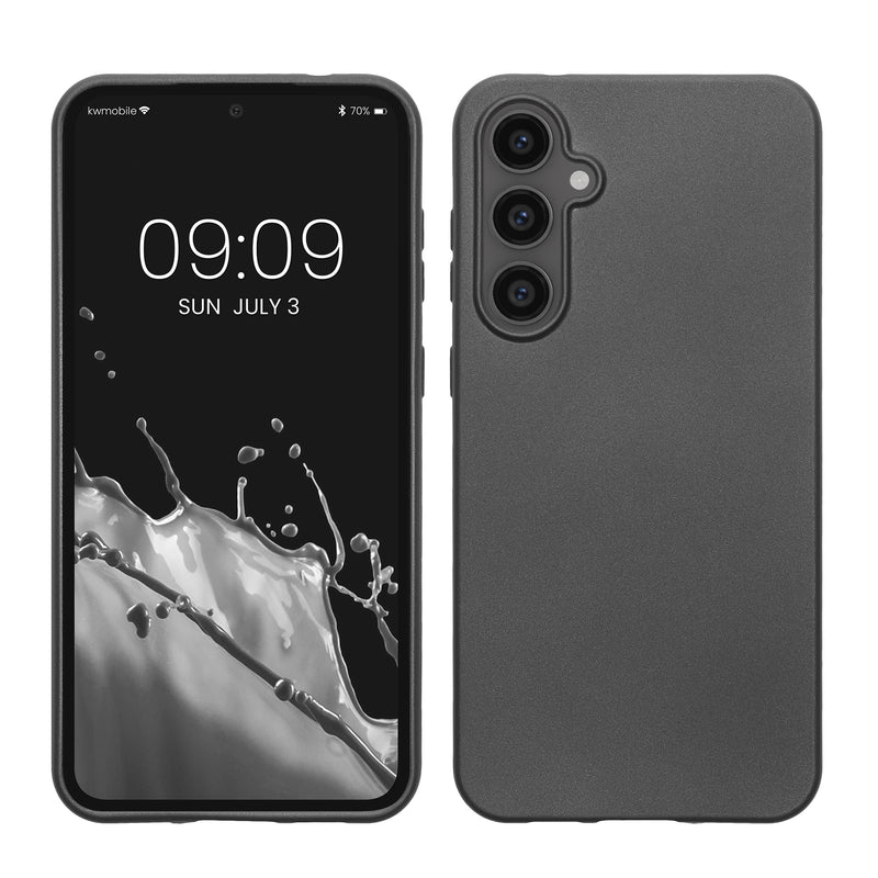 kwmobile Handyhülle für Samsung Galaxy S23 FE Hülle - Silikon Case metallisch schimmernd - Schutzhülle Cover - Metallic Grau Metallic Grau  