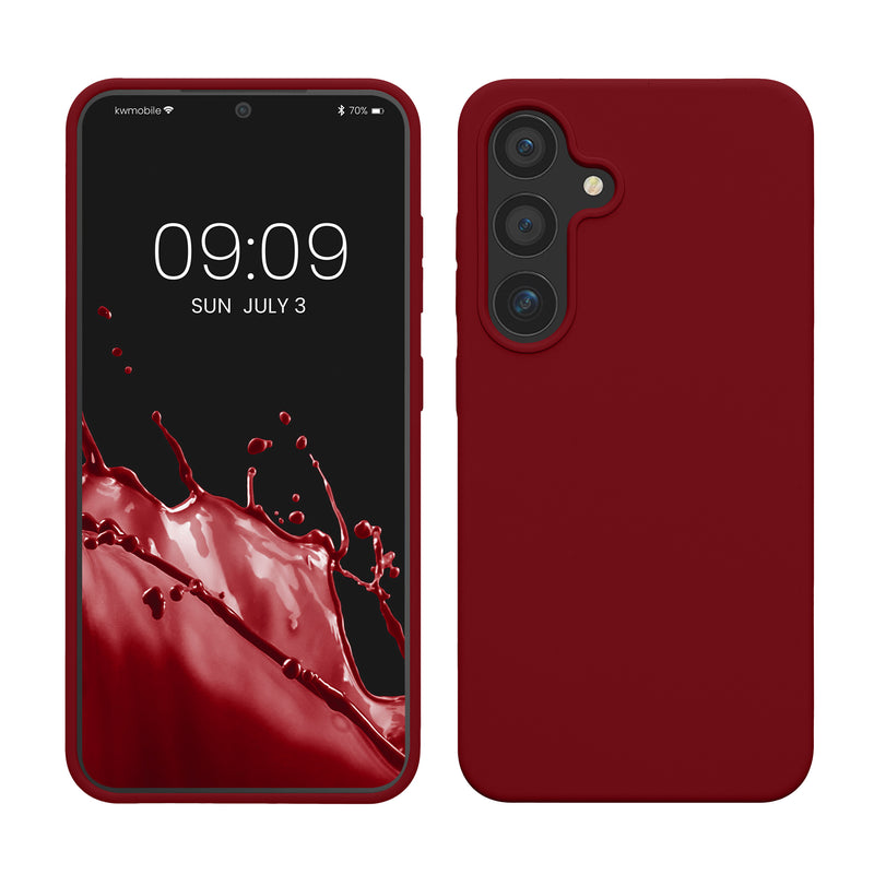 kwmobile Handyhülle für Samsung Galaxy S25 Hülle - Case Silikon - Kabelloses Laden - Schutzhülle Cover in Rhabarber Rot Rhabarber Rot  