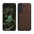 kwmobile Handyhülle für Samsung Galaxy S25 Plus Hülle Holz - Case mit TPU Bumper - Stoßfestes Hardcase - Schutzhülle Cover in Dunkelbraun Dunkelbraun  
