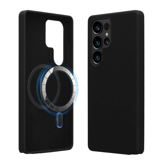 kwmobile Hülle kompatibel mit Samsung Galaxy S25 Ultra Hülle - magnetisches Silikon Case kompatibel mit MagSafe - Cover gummiert Schwarz Schwarz  