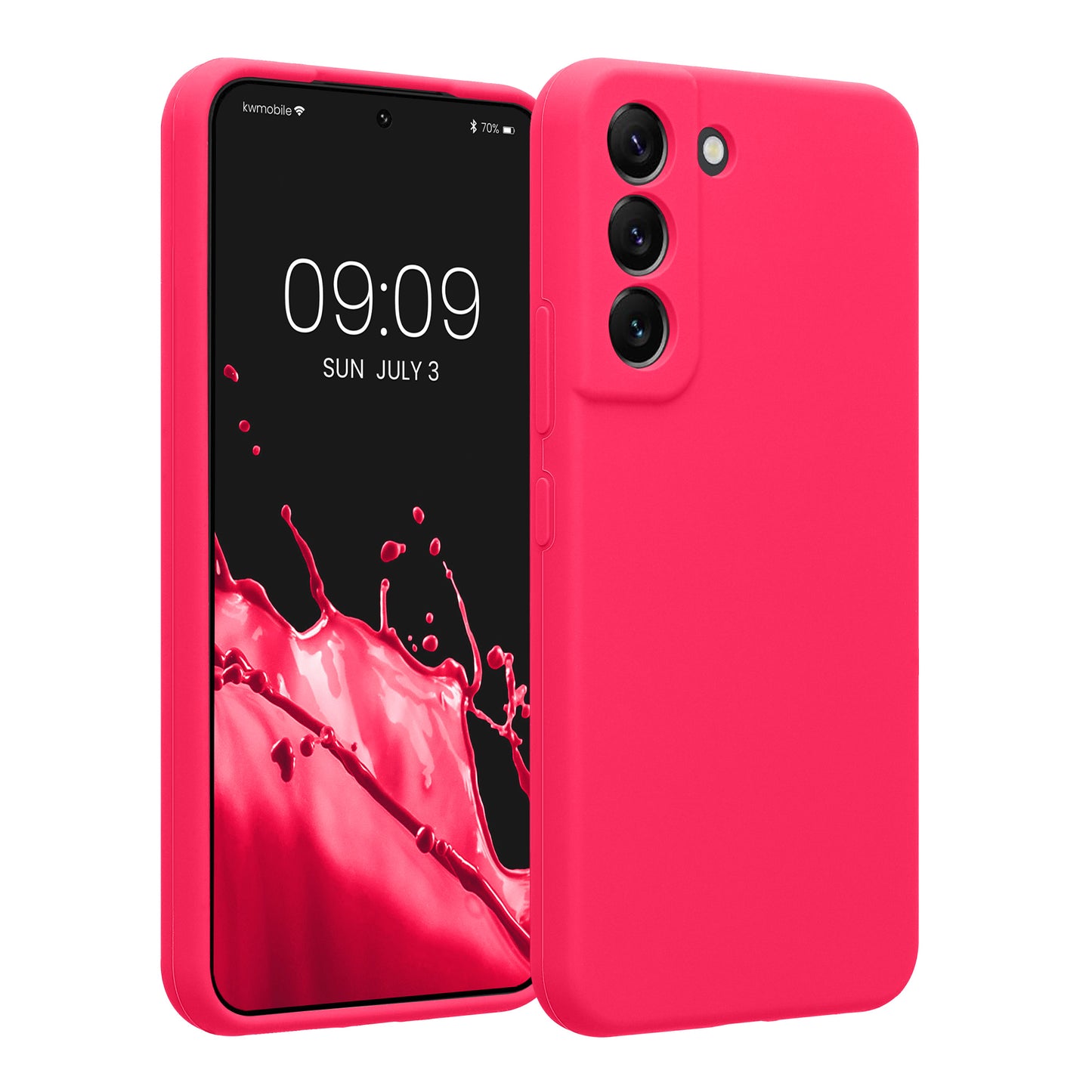 kwmobile Hülle kompatibel mit Samsung Galaxy S22 - Hülle Silikon gummiert - Handyhülle - Handy Case in Neon Pink Neon Pink  