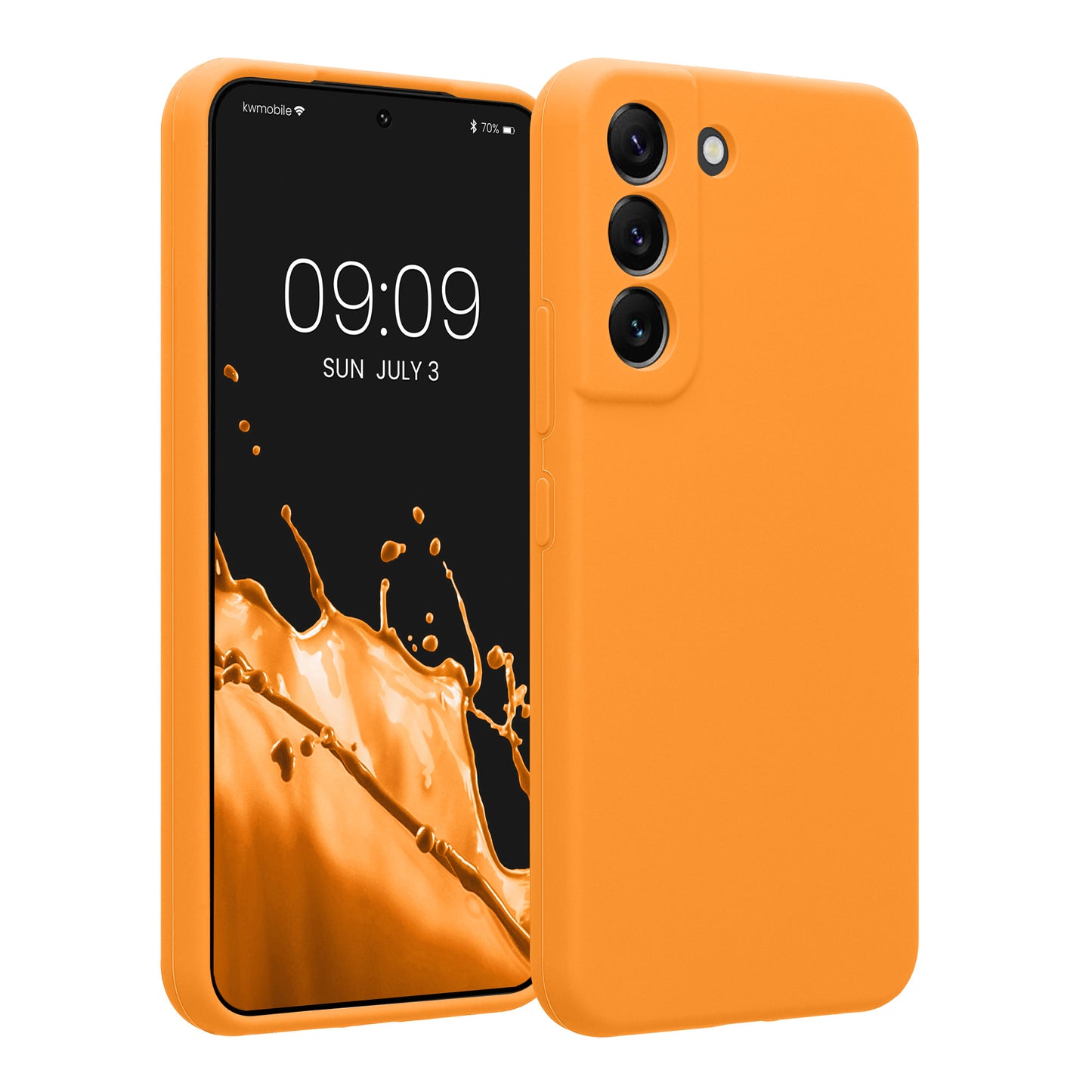 kwmobile Hülle kompatibel mit Samsung Galaxy S22 - Hülle Silikon gummiert - Handyhülle - Handy Case in Fruity Orange Fruity Orange  