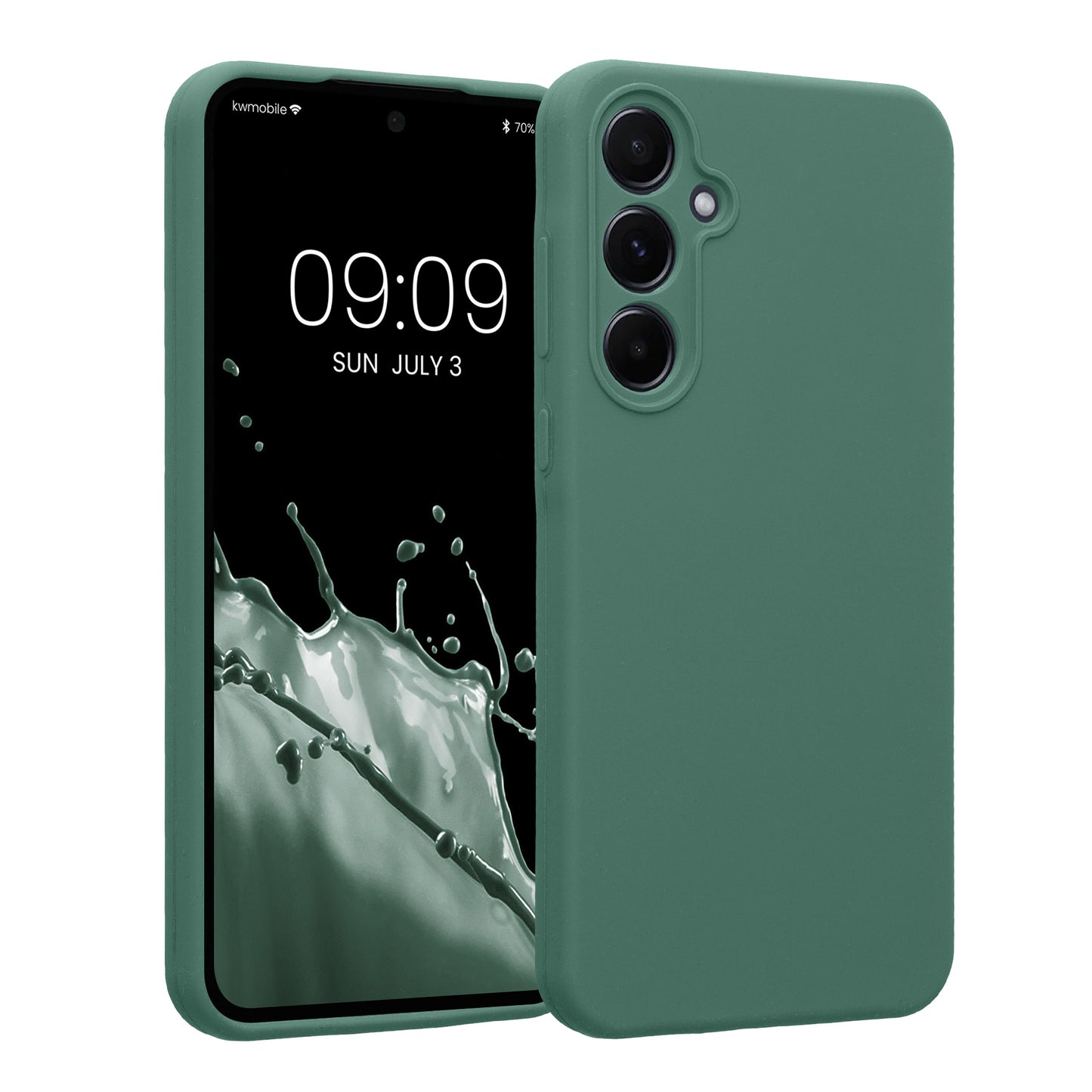 kwmobile Hülle kompatibel mit Samsung Galaxy A55 5G - Hülle Silikon gummiert - Handyhülle - Handy Case in Tannengrün Tannengrün  