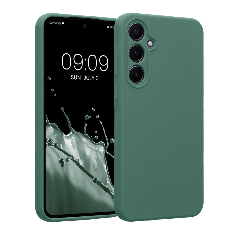 kwmobile Hülle kompatibel mit Samsung Galaxy A55 5G - Hülle Silikon gummiert - Handyhülle - Handy Case in Tannengrün Tannengrün  