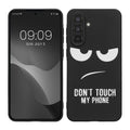 kwmobile Hülle kompatibel mit Samsung Galaxy A56 5G - Handyhülle Silikon Case - Don't touch my Phone Weiß Schwarz Weiß  [dsg01]