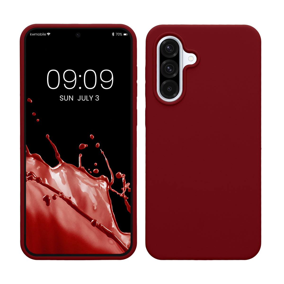 kwmobile Handyhülle für Samsung Galaxy A36 5G Hülle - Case Silikon - Kabelloses Laden - Schutzhülle Cover in Rhabarber Rot Rhabarber Rot