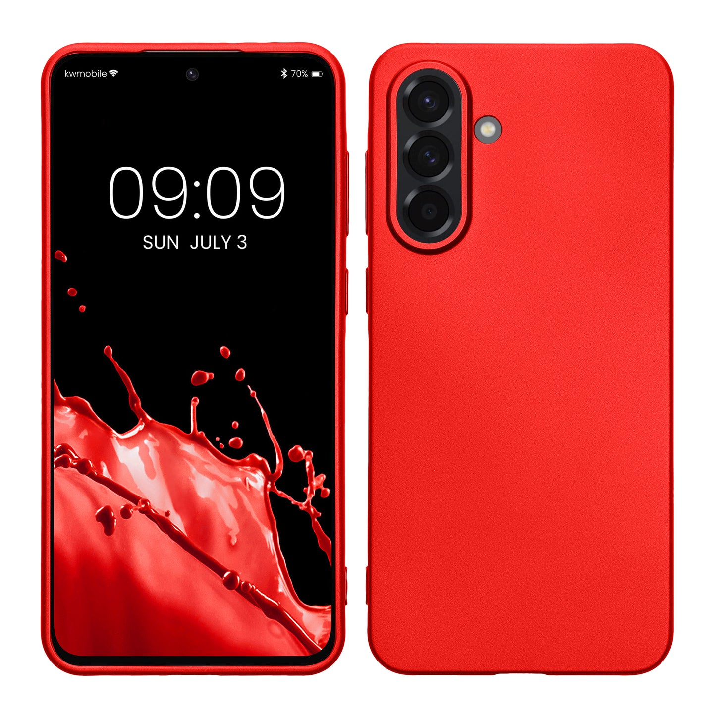 kwmobile Handyhülle für Samsung Galaxy A36 5G Hülle - Silikon Case metallisch schimmernd - Schutzhülle Cover - Metallic Dunkelrot Metallic Dunkelrot  