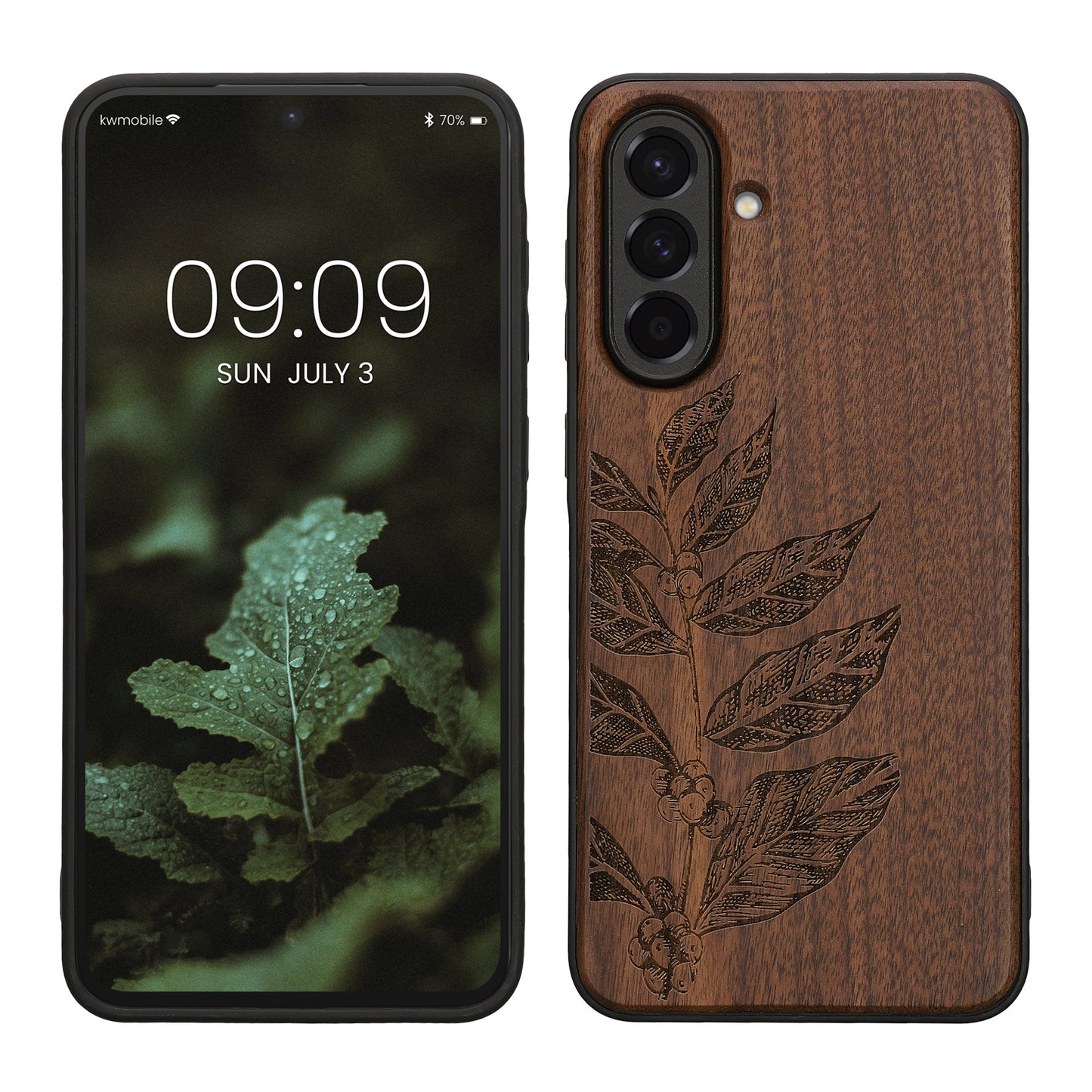 kwmobile Handyhülle für Samsung Galaxy A56 5G Hülle Holz - Case mit TPU Bumper - Stoßfestes Hardcase - Schutzhülle Cover in Dunkelbraun Dunkelbraun  [dsg03]