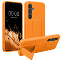 kwmobile Handyhülle für Samsung Galaxy S24 Hülle - TPU Silikon Case mit Fingerhalter und Stand - Schutzhülle Cover in Fruity Orange Fruity Orange  