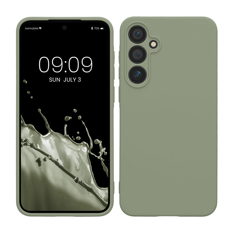 kwmobile Handyhülle für Samsung Galaxy A55 5G Hülle - weiches Handy Silikon Case - Schutzhülle Cover - Graugrün Graugrün  