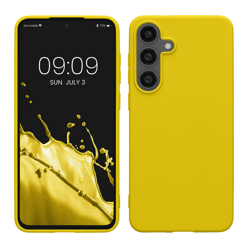 kwmobile Handyhülle für Samsung Galaxy S25 FE Hülle - TPU Case - Kabelloses Laden - Schutzhülle Cover in Strahlend Gelb Strahlend Gelb  