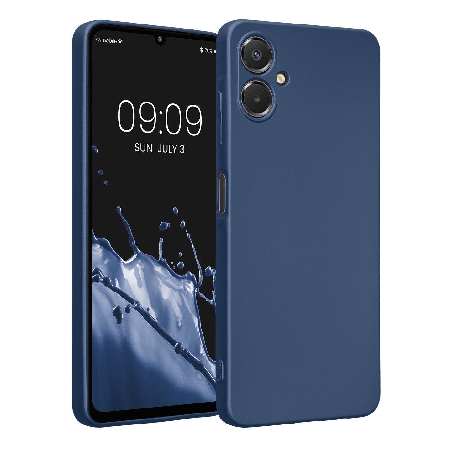 kwmobile Handyhülle für Samsung Galaxy A06 Hülle - weiche Silikon Case metallisch schimmernd - Schutzhülle Cover - Metallic Blau Metallic Blau  