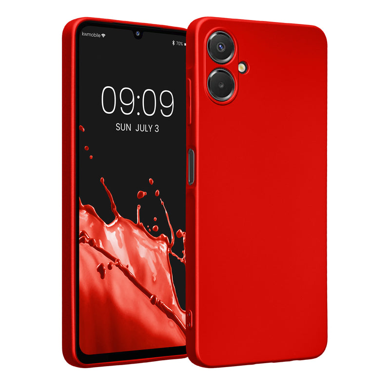 kwmobile Handyhülle für Samsung Galaxy A06 Hülle - weiche Silikon Case metallisch schimmernd - Schutzhülle Cover - Metallic Dunkelrot Metallic Dunkelrot  