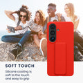 kwmobile Handyhülle für Samsung Galaxy S26 Hülle - TPU Silikon Case mit Fingerhalter und Stand - Schutzhülle Cover in Rot Rot