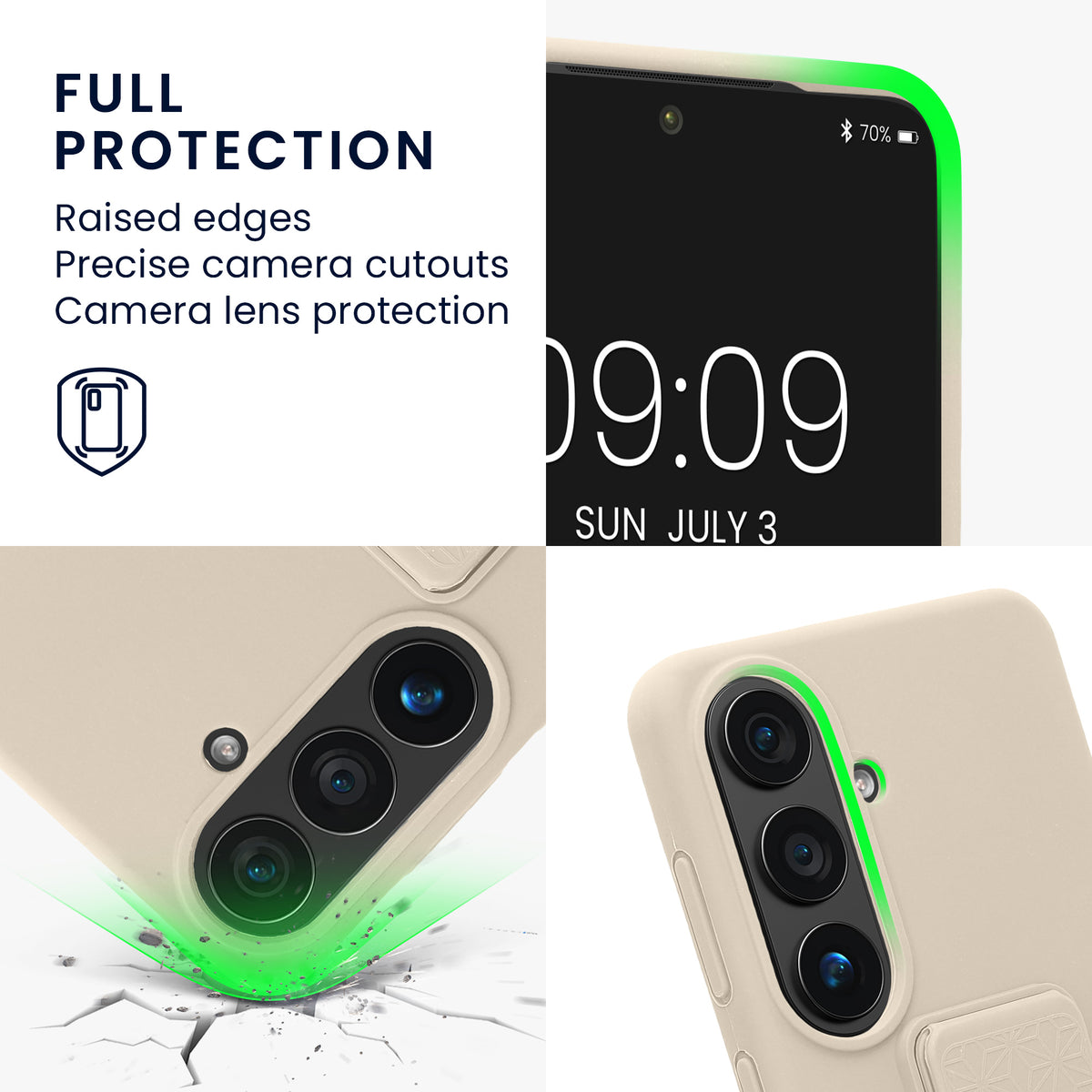kwmobile Handyhülle für Samsung Galaxy S26 Hülle - TPU Silikon Case mit Fingerhalter und Stand - Schutzhülle Cover in Creme Creme