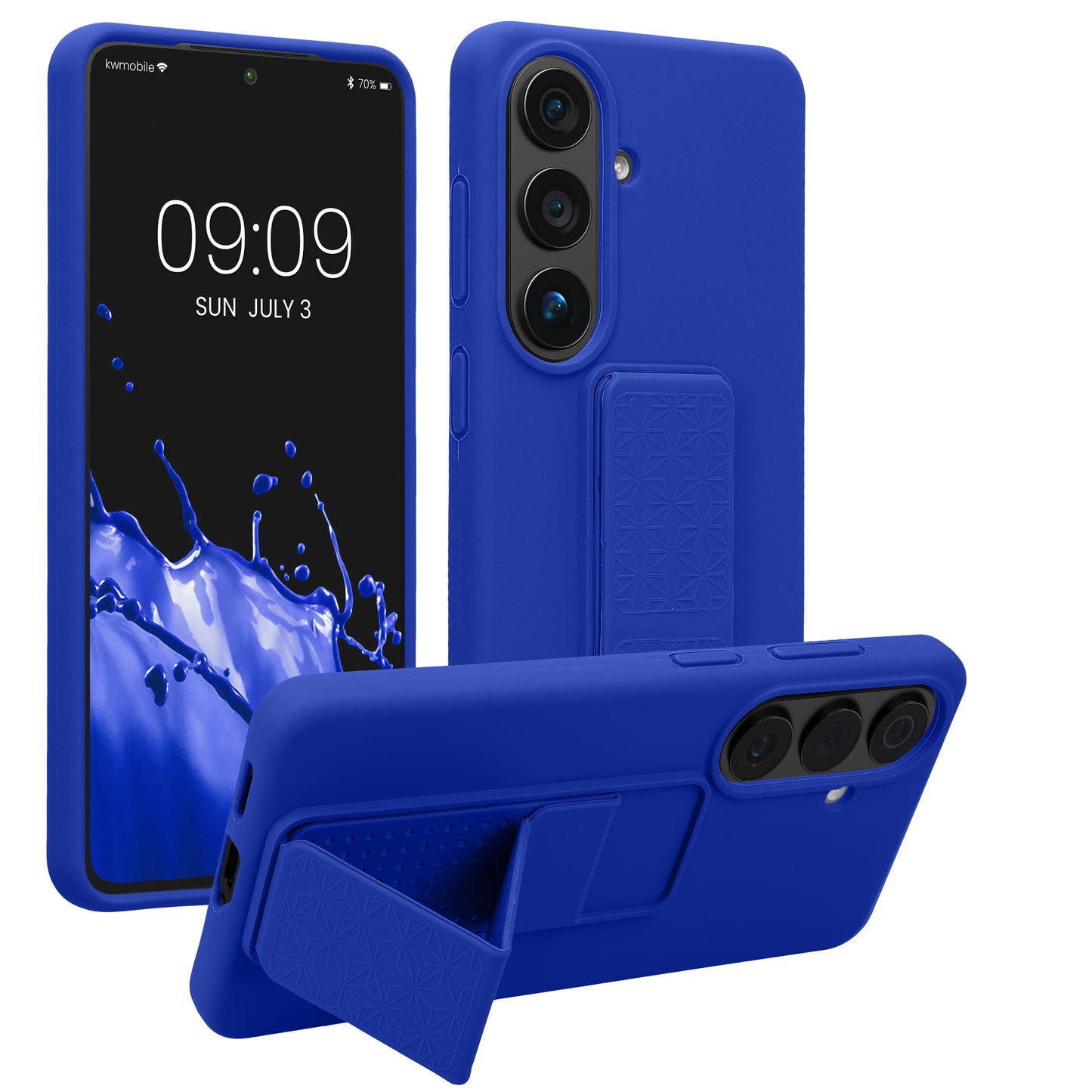 kwmobile Handyhülle für Samsung Galaxy S26 Hülle - TPU Silikon Case mit Fingerhalter und Stand - Schutzhülle Cover in Baltik Blau Baltik Blau