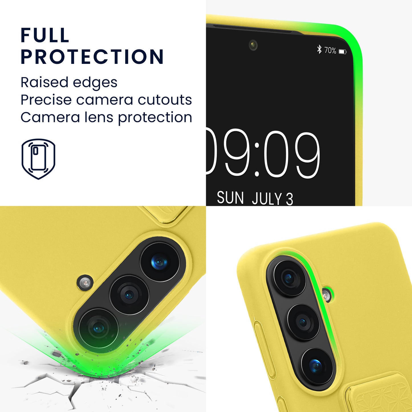 kwmobile Handyhülle für Samsung Galaxy S26 Hülle - TPU Silikon Case mit Fingerhalter und Stand - Schutzhülle Cover in Strahlend Gelb Strahlend Gelb