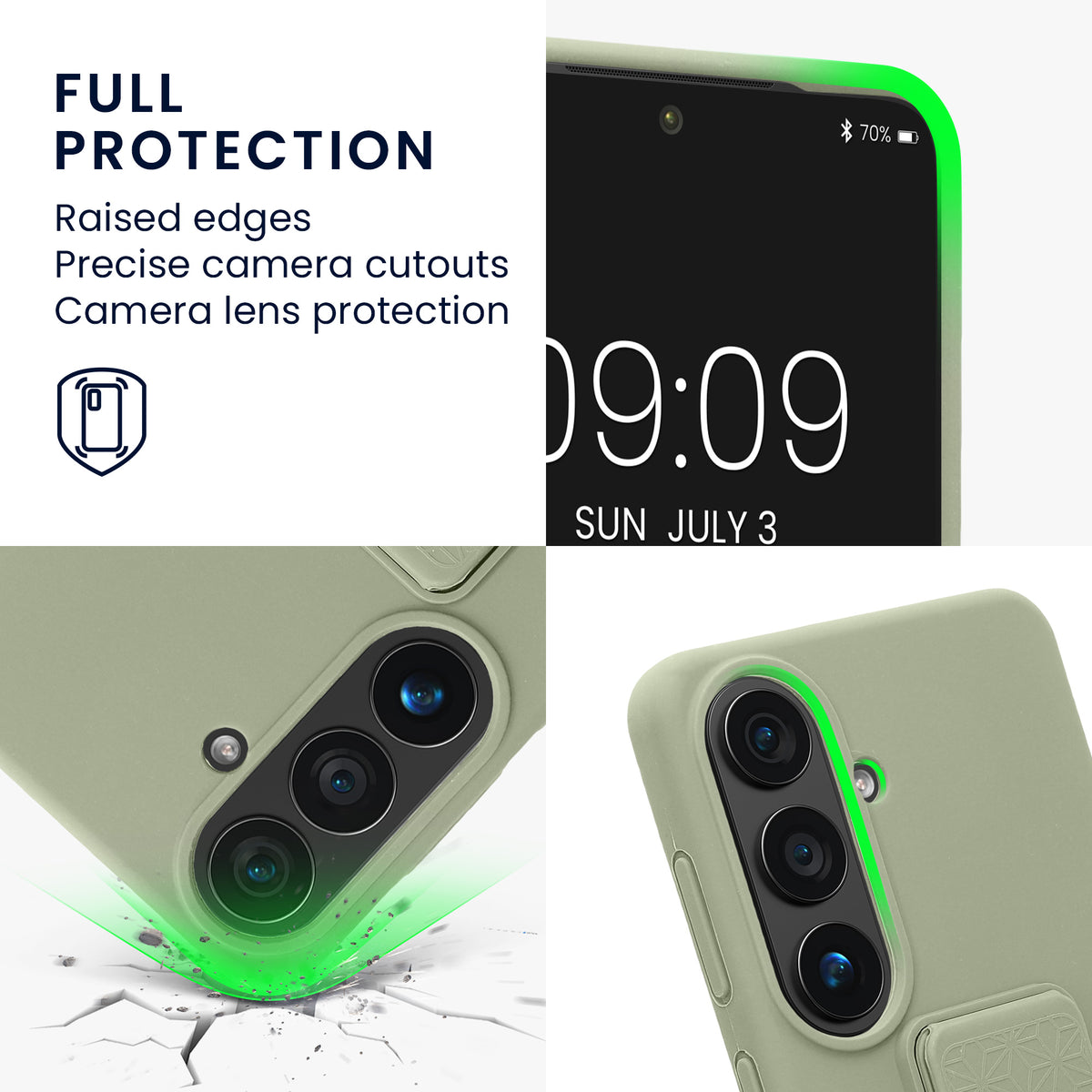 kwmobile Handyhülle für Samsung Galaxy S26 Hülle - TPU Silikon Case mit Fingerhalter und Stand - Schutzhülle Cover in Graugrün Graugrün