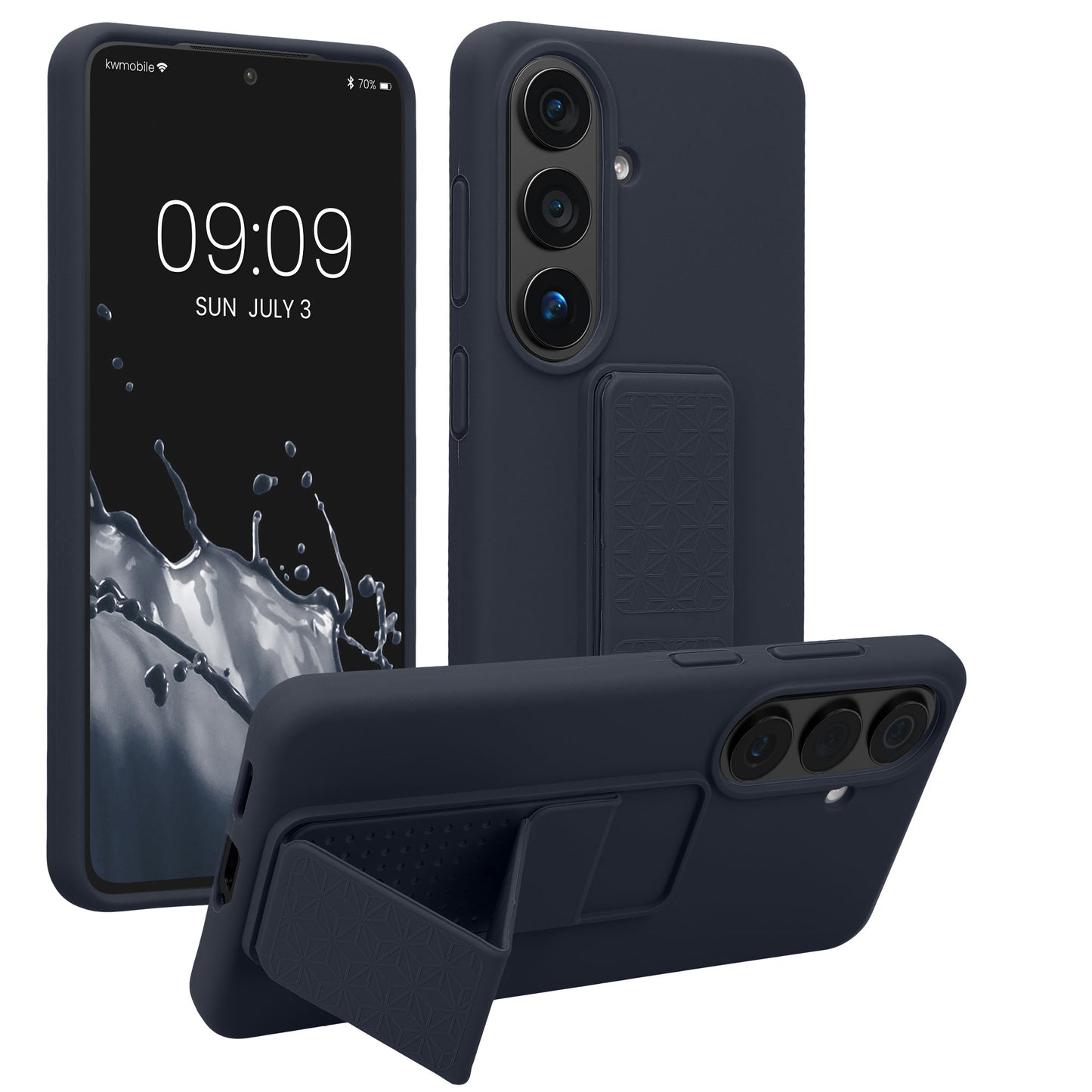 kwmobile Handyhülle für Samsung Galaxy S26 Hülle - TPU Silikon Case mit Fingerhalter und Stand - Schutzhülle Cover in Heidelbeerblau Heidelbeerblau
