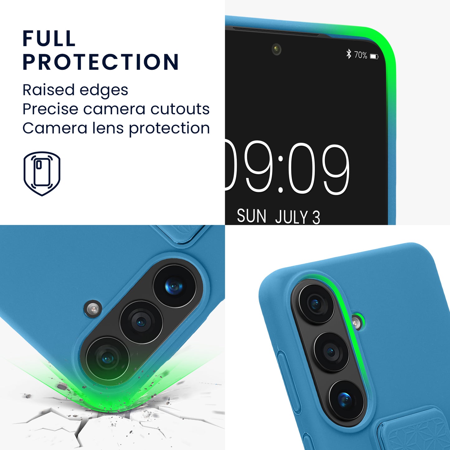 kwmobile Handyhülle für Samsung Galaxy S26 Hülle - TPU Silikon Case mit Fingerhalter und Stand - Schutzhülle Cover in Karibikblau Karibikblau