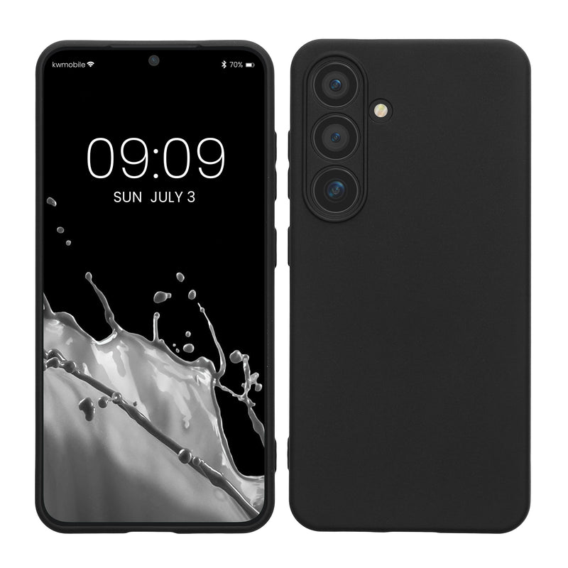 kwmobile Handyhülle für Samsung Galaxy S24 Hülle - weiches Handy Silikon Case - Schutzhülle Cover - Schwarz Schwarz  