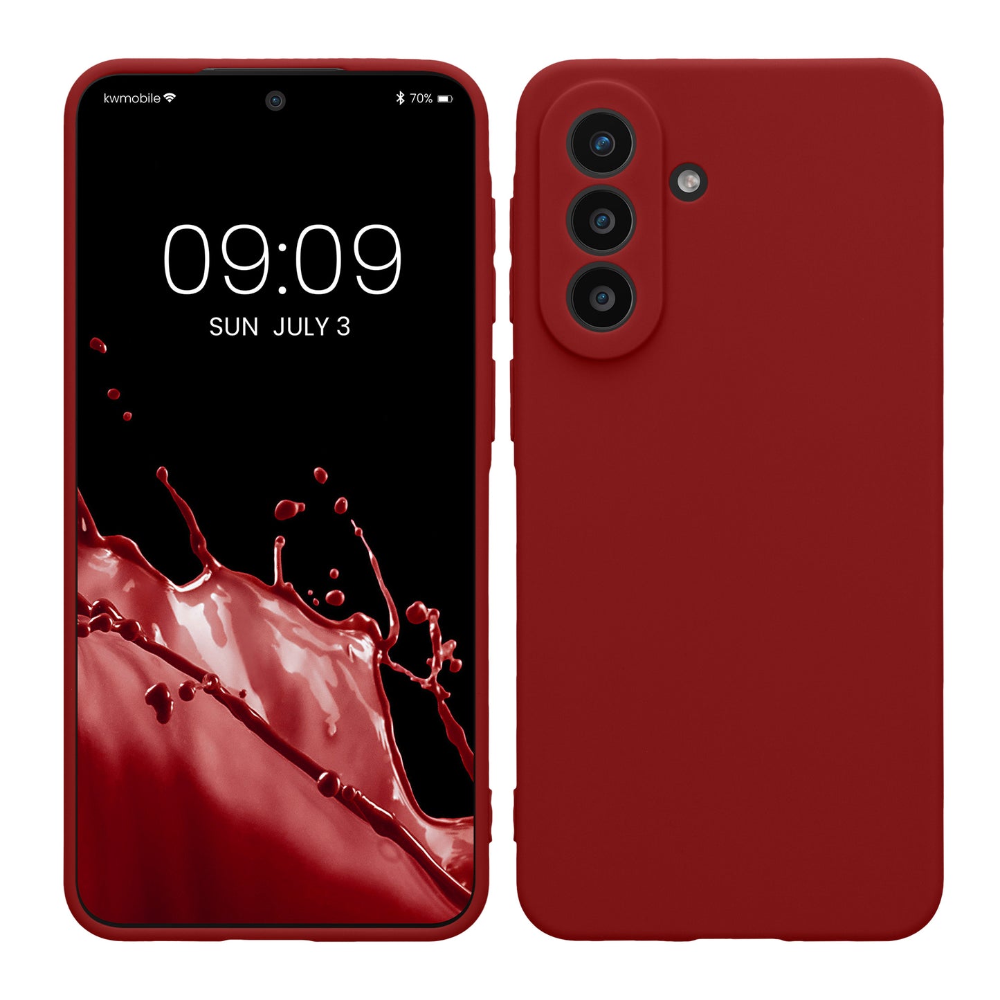 kwmobile Handyhülle für Samsung Galaxy A57 5G Hülle - weiches Handy Silikon Case - Schutzhülle Cover - Rhabarber Rot Rhabarber Rot
