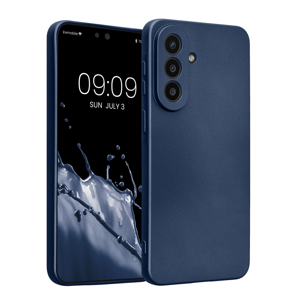 Samsung Galaxy A57 5G Silikon Handyhülle metallisch Metallic Blau