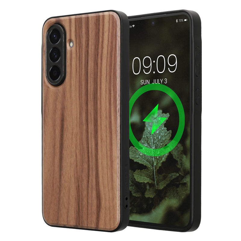 Samsung Galaxy A56 5G Holz Handyhülle mit MagSafe Dunkelbraun