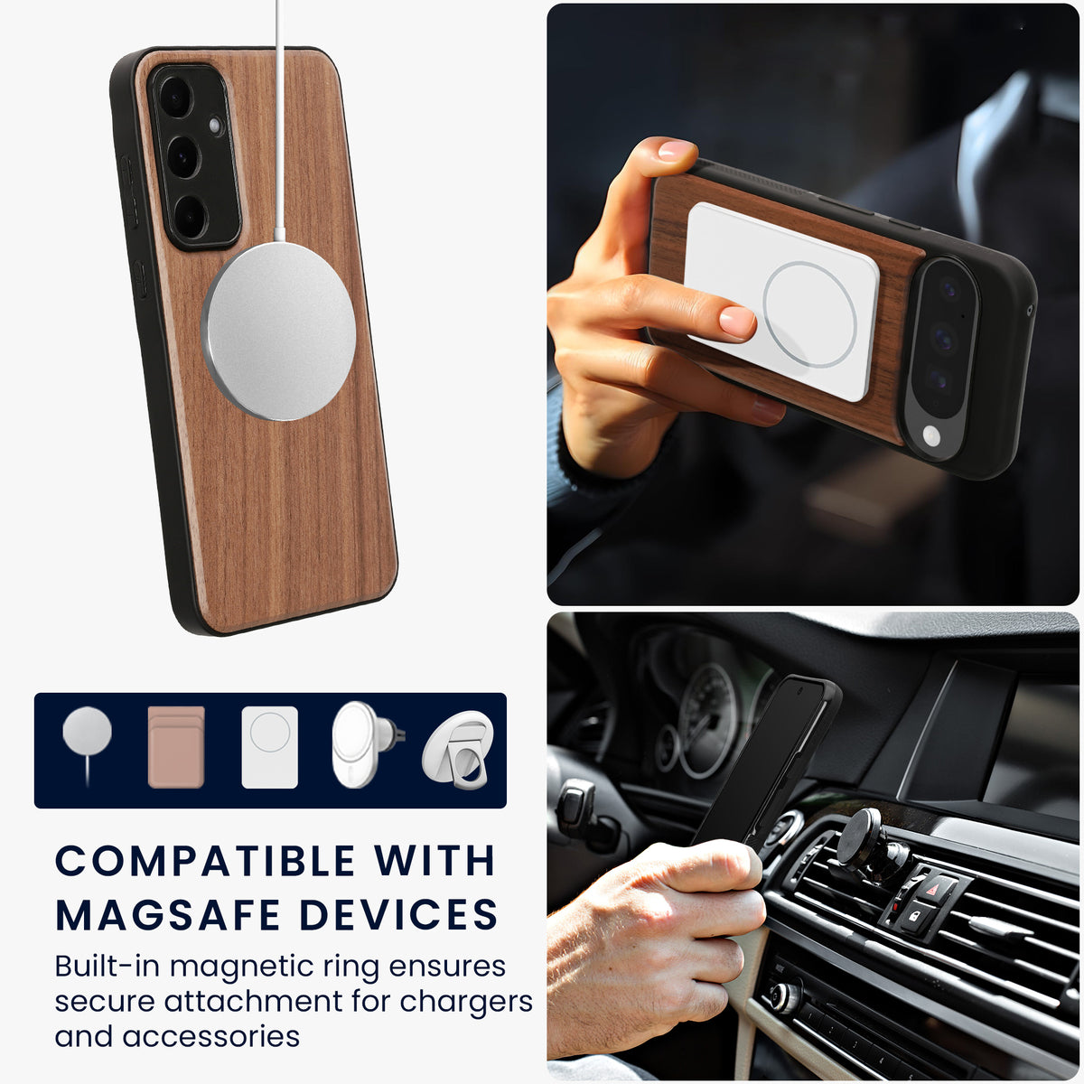 Samsung Galaxy A55 5G Holz Handyhülle mit MagSafe Dunkelbraun KWM000022AL001C